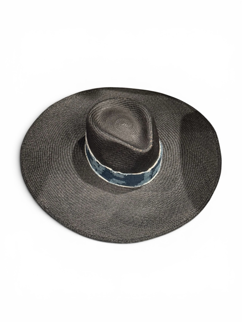 rag & bone Wide Brim Straw Hat Black Oversized Boater Fedora Western Luxe - Picture 2 of 10